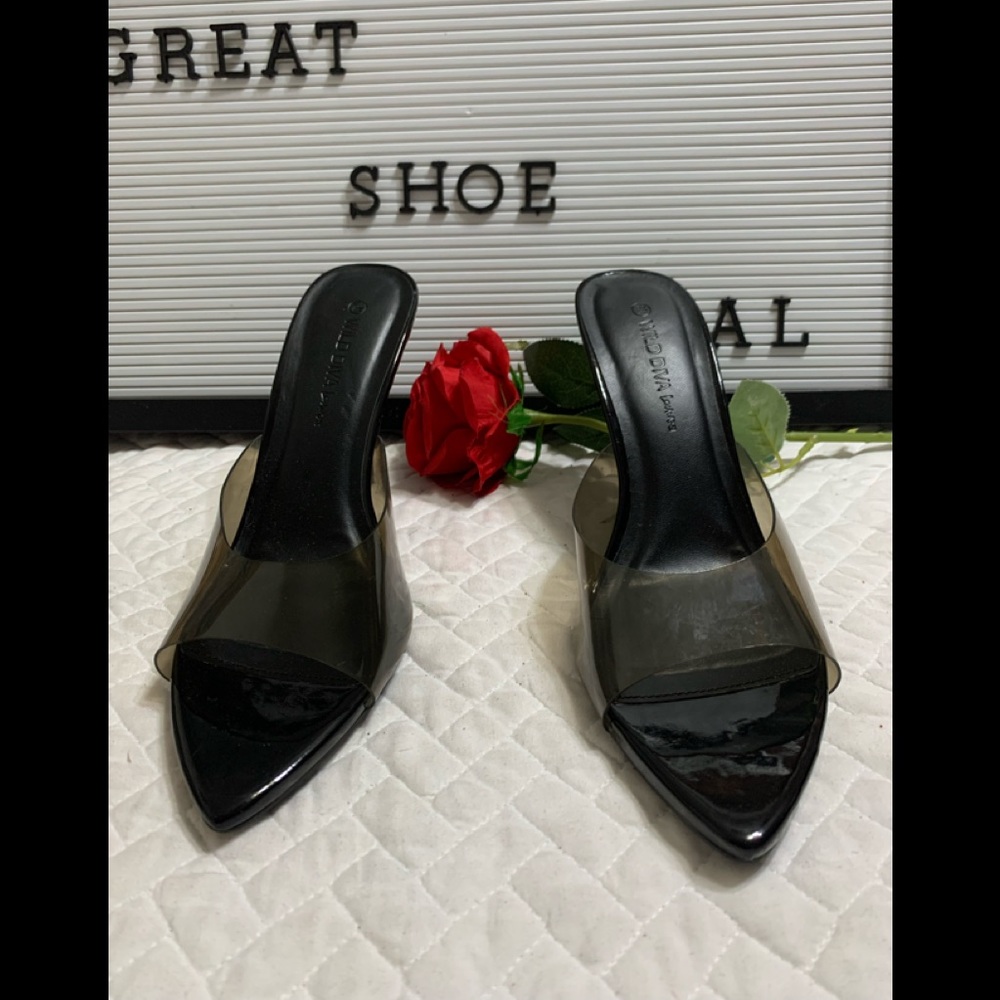 Short heel clear/transparent mules